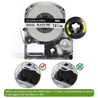 [Hàng có sẵn] Băng nhãn KingJim EPSON tương thích 9mm cho máy in nhãn EPSON Labelworks LW K200 300 400 600P 700 900P 1000P Băng làm nhãn SS9KW Đen trên trắng ST9KW 8m
