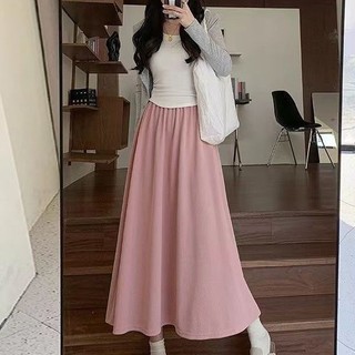 Dây Co Giãn Màu Trơn Đơn Giản Phong Cách Preppy Váy Rời Mùa Hè Mỏng Phong Cách Ôm Hơn Nhìn Phong Cách Mới Lười Nhỏ Tính Khí Over-the-Knee Ple