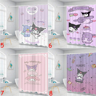 Sanrio Kuromi rèm phòng tắm polyester chống thấm nước kèm móc, trang trí hoạt hình