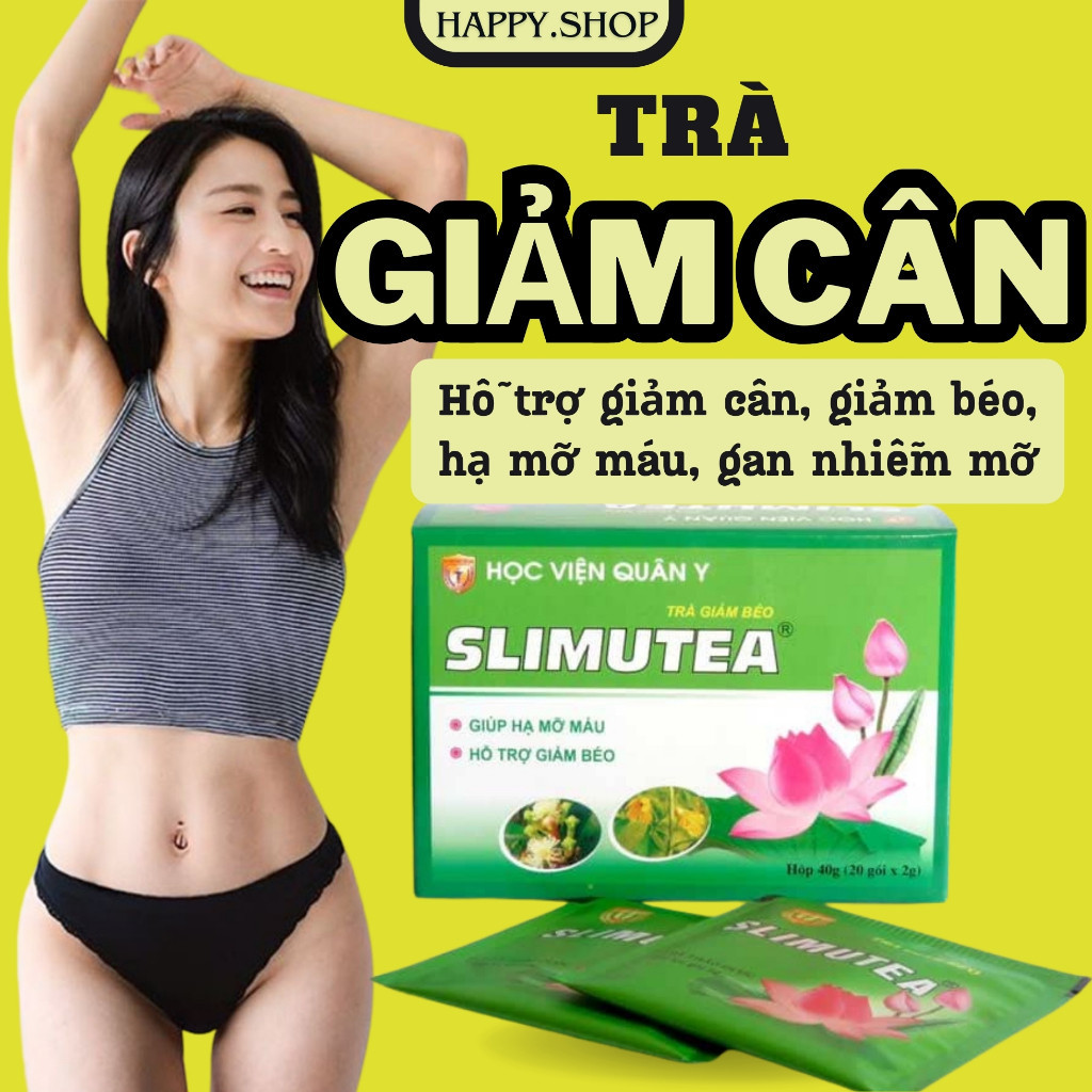 TRÀ GIẢM CÂN SLIMUTEA (H/20G/1,8GR) Trà lá sen detox thảo mộc giảm mỡ Học viện Quân Y Hộp 20 Gói  SLhealthcare
