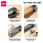 (VOUCHER 100K) Máy Ép Nhiệt Khổ A3 A4 Deli Máy Ép Plastic Bảo Vệ Tài Liệu Máy Cán Màng Ảnh Sắc Nét - Công Suất 400W — ảnh 8