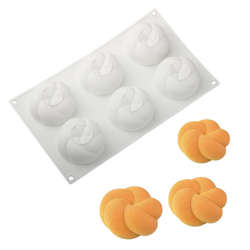 6 Khoang Năm Mặt Dây Xoắn Silicon Mousse Khuôn Xoắn Uốn Cong Và Bánh Sô Cô La Món Tráng Miệng Khuôn Xà Phòng Handmade Nến Khuôn DIY Dụng Cụ Nướng Bánh