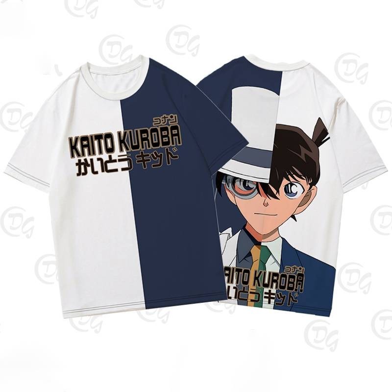 YT2 Thám Tử Lừng Danh Conan Kid the Phantom Thief Vải Cosplay 3D Mùa Hè Áo Thun Cho Trẻ Em Anime Tay Ngắn Top TY2