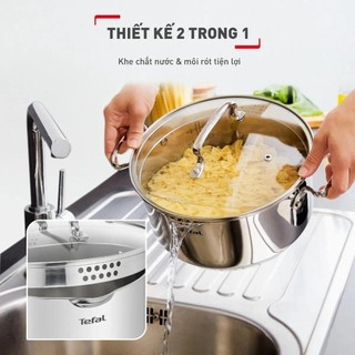 Nồi inox thân cao Tefal Duetto Plus 2 size 22/28cm - Tương thích với mọi loại bếp