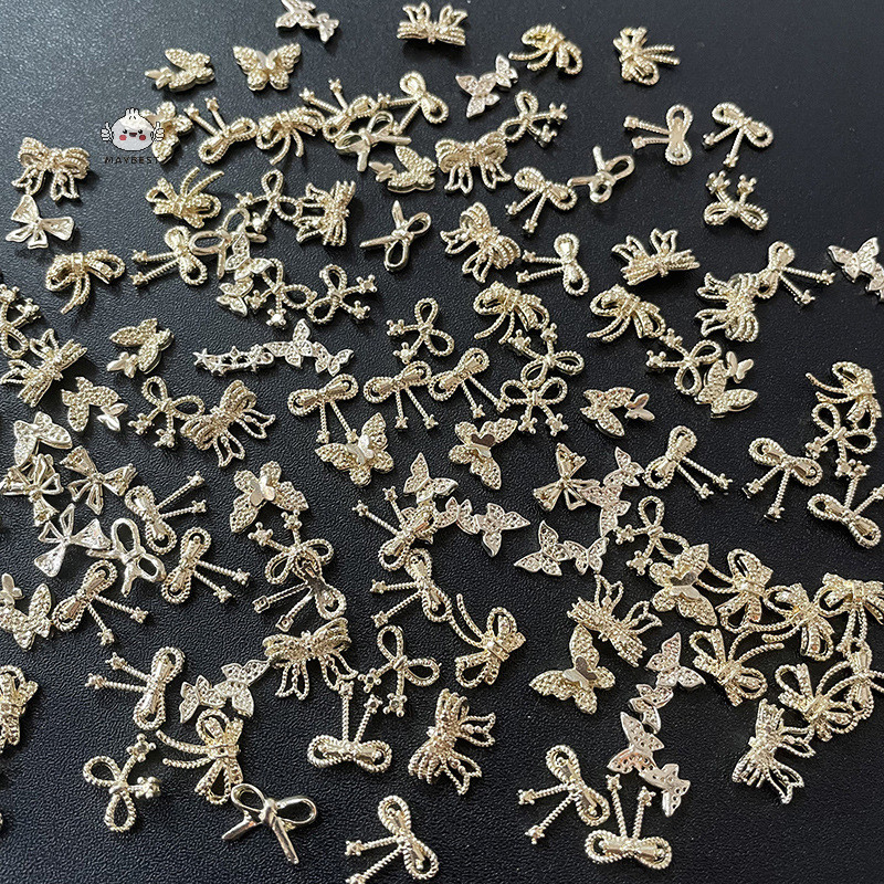 Maybest Vàng Hoa Bạc Phụ Kiện Làm Móng Tay Kim Cương Giả Móng Tay Nghệ Thuật Trang Sức Nơ Trang Trí Móng Tay 3D Móng Tay Nghệ Thuật Khoan {VN}