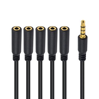 💖Cáp chia tai nghe 3,5 mm 3,5 mm 1 / 8 Inch 4 lỗ TRRS Nam Cáp Aux Tai nghe Mic Bộ chuyển đổi âm thanh