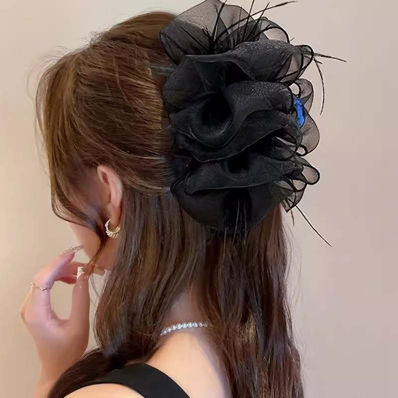 Nơ Lấy Kẹp Lưng Đầu Nửa Tie Tóc Influencer Nữ Cá Mập Lấy Kẹp Mũ Đội Đầu