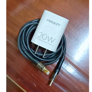 Bộ sạc nhanh điện thoại PD20W hãng Pisen, Cáp sạc Type C -L hiệu Essager 30W dài 2m cho iP