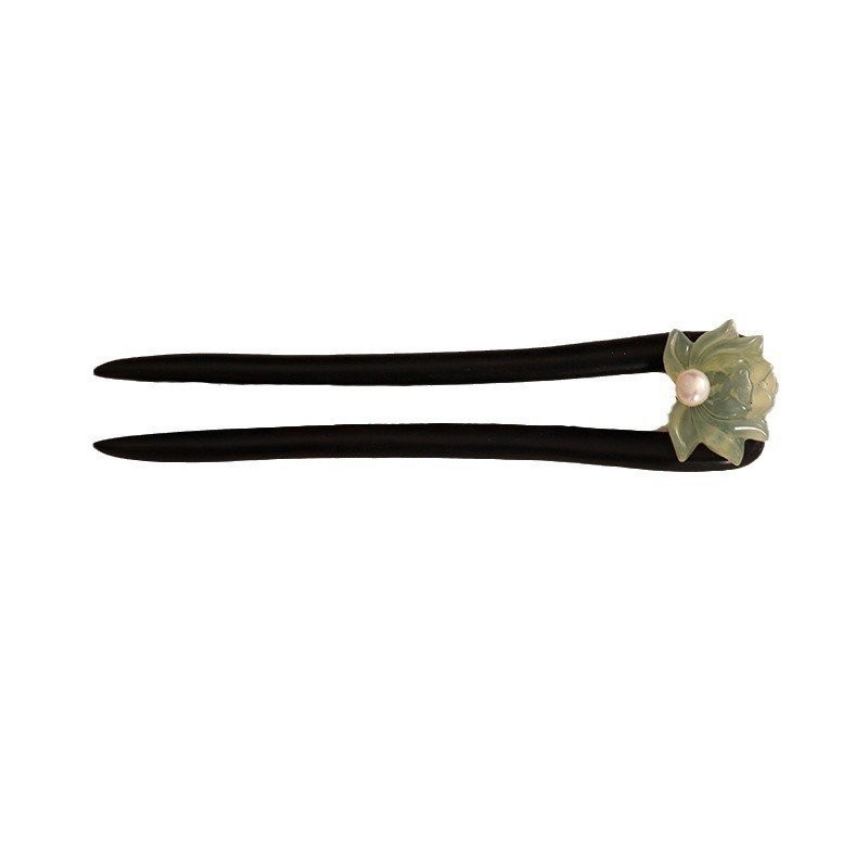 Thiết Kế Ban Đầu Xiuyu Lotus Hình Chữ U Đôi Kẹp Tóc Gỗ Đàn Hương Kẹp Tóc Cổ Hanfu Sườn Xám Phụ Kiện Kẹp Tóc Hàng Ngày