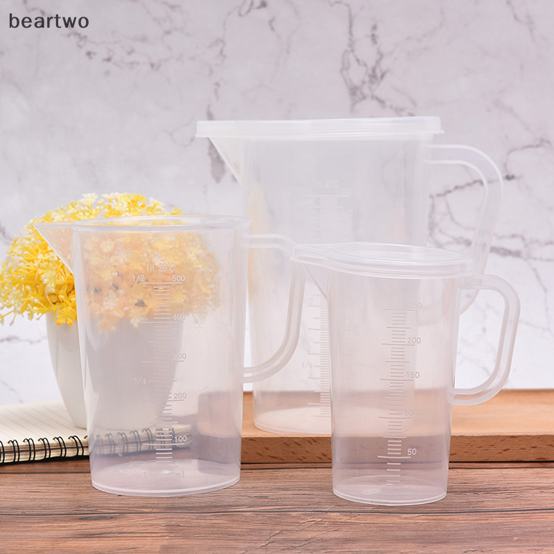 < Beartwo > Cốc đo lường bằng nhựa Tay cầm dày Vỏ niêm phong Đồ dùng nấu ăn nhà bếp Đẹp