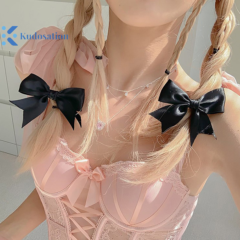 Kudosation Thanh Lịch Sa Nơ Kẹp Tóc Cho Bé Gái Kawii Barrettes Dễ Thương Tóc Accessoires Ruy Băng Người Phụ Nữ Kẹp Tóc Hairgrip