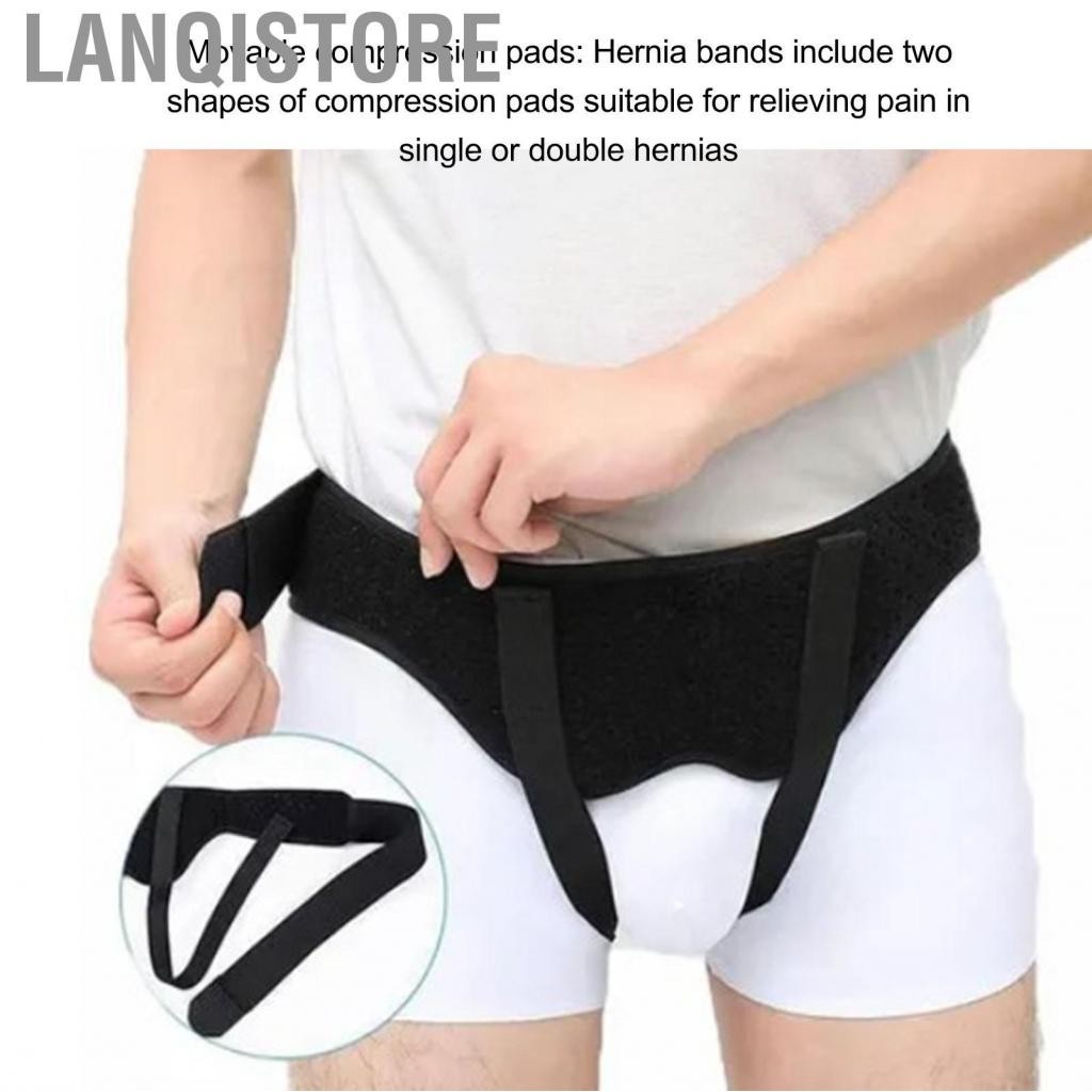 Lanqistore Đai cố định thoát vị ruột Vải nylon màu đen Dễ dàng điều chỉnh cho nam giới Miếng đệm bẹn PU để chăm sóc cơ thể