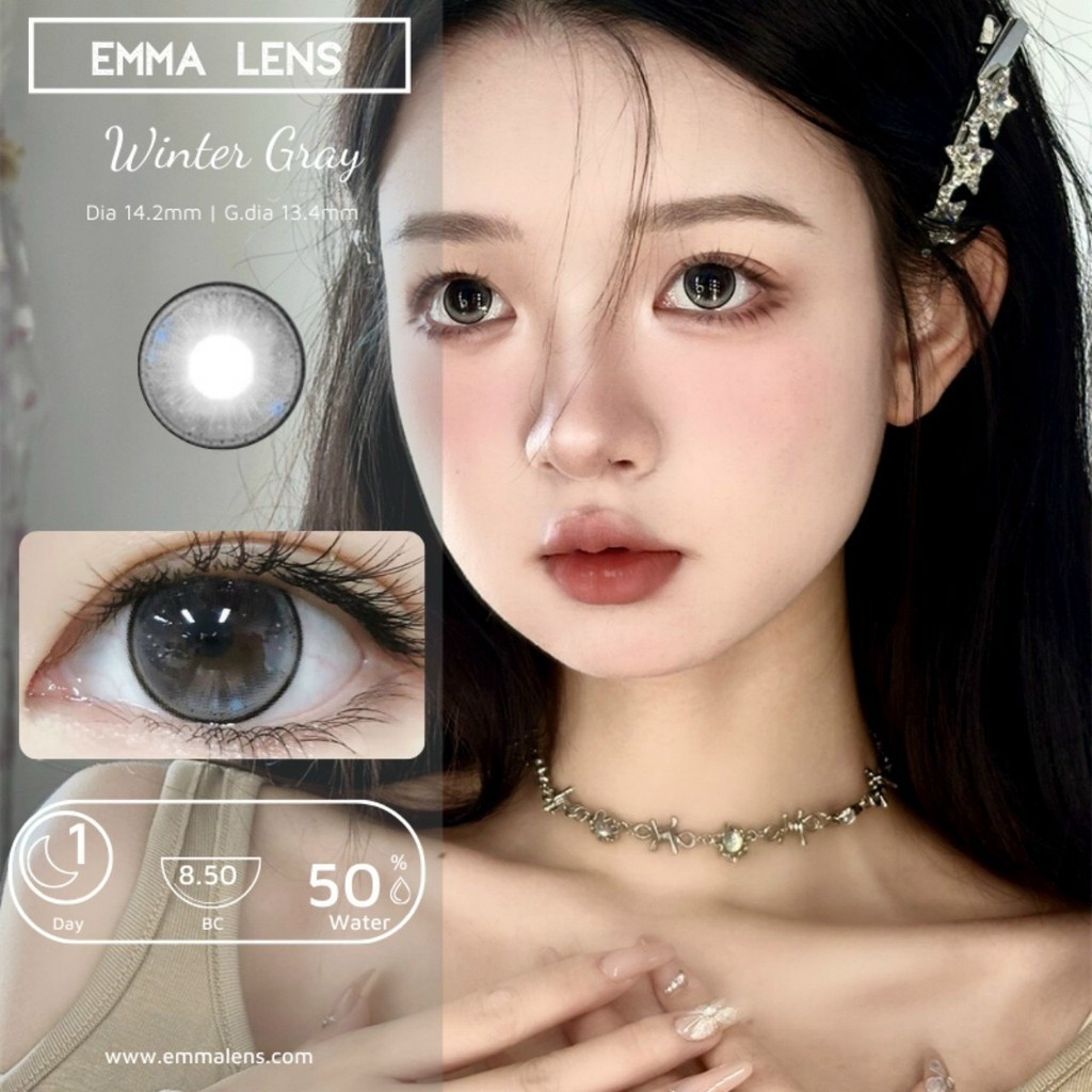 Kính Áp Tròng 1 Ngày Winter Gray | 1 Day Xám Nhẹ Viền Đen | Kính Áp Tròng Emma