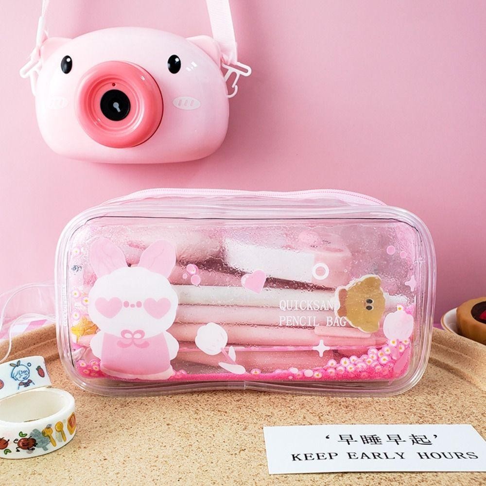Túi đựng bút chì HIGHVIEWLS, Bút chì Sequin hoạt hình, Túi đựng mỹ phẩm PVC dung tích lớn dễ thương