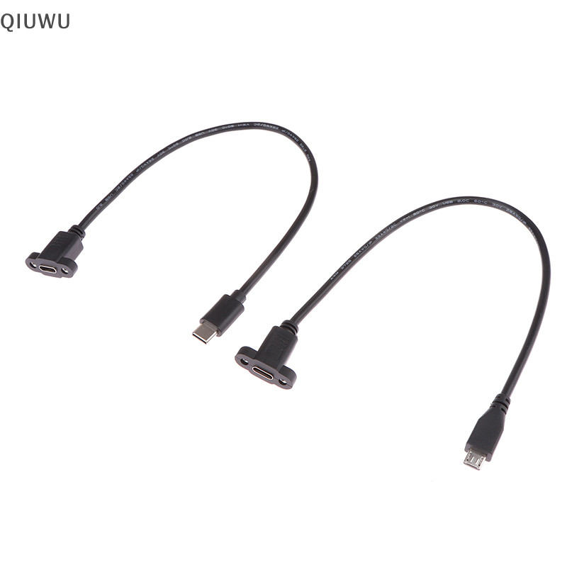 Qiuwu Micro Type USB 3.1 Đầu nối nam sang Type-c USB 3.1 Cáp nối dài nữ 17mm có vít Bảng điều khiển lỗ gắn 0,3m.