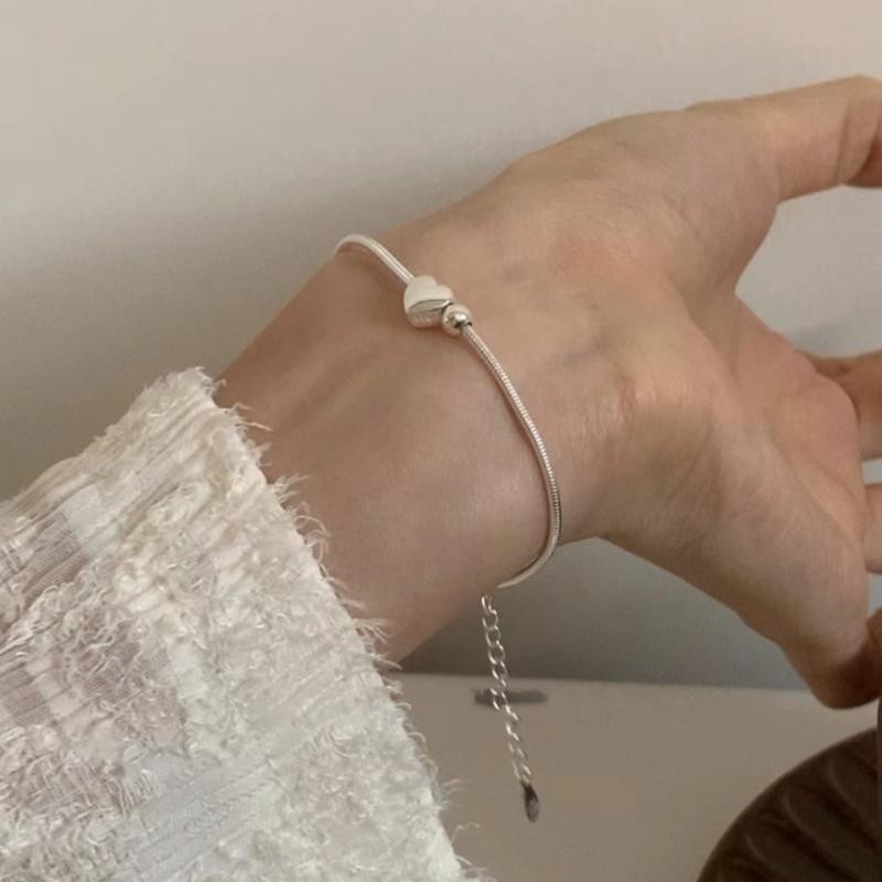 Vòng tay tình yêu bằng bạc Sterling Nữ ins Thiết kế Niche Đơn giản