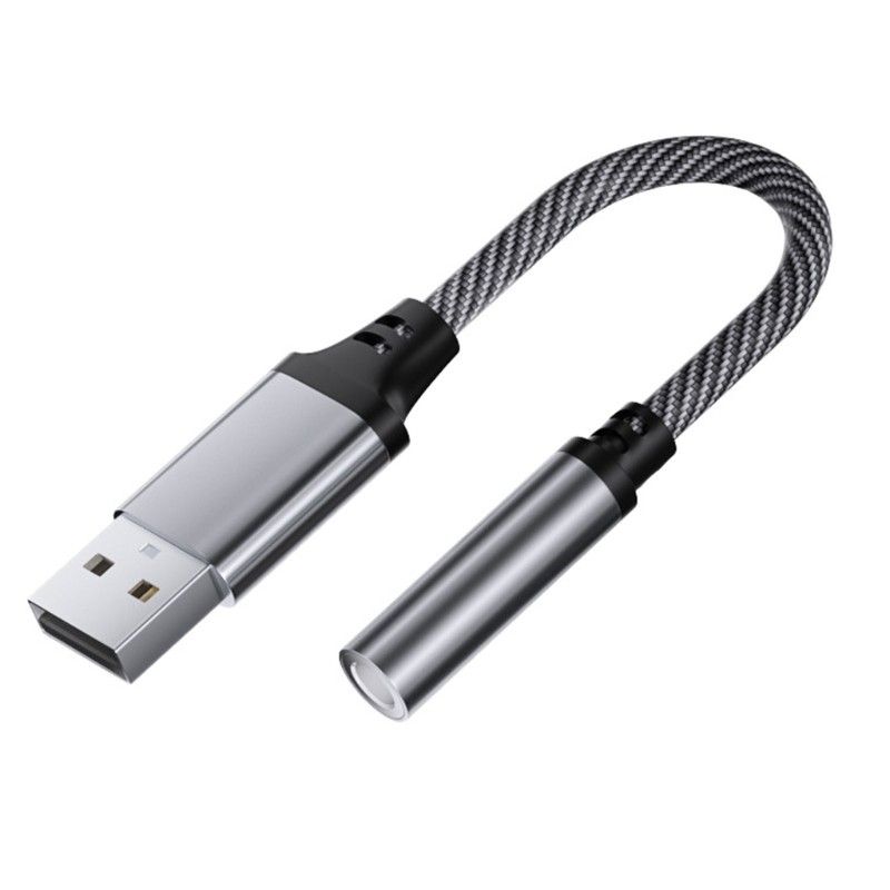 Cáp thính giác KIKIN Silver Grey USB sang 3 5mm cho tai nghe và micrô