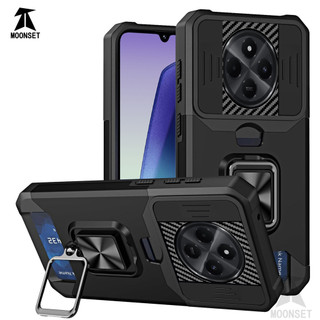 Dành Cho Redmi 14C Ốp Lưng Có Trượt Camera Bao Đựng Thẻ Nhẫn Chân Đế Chịu Lực Bảo Vệ Mỏng Bao Da