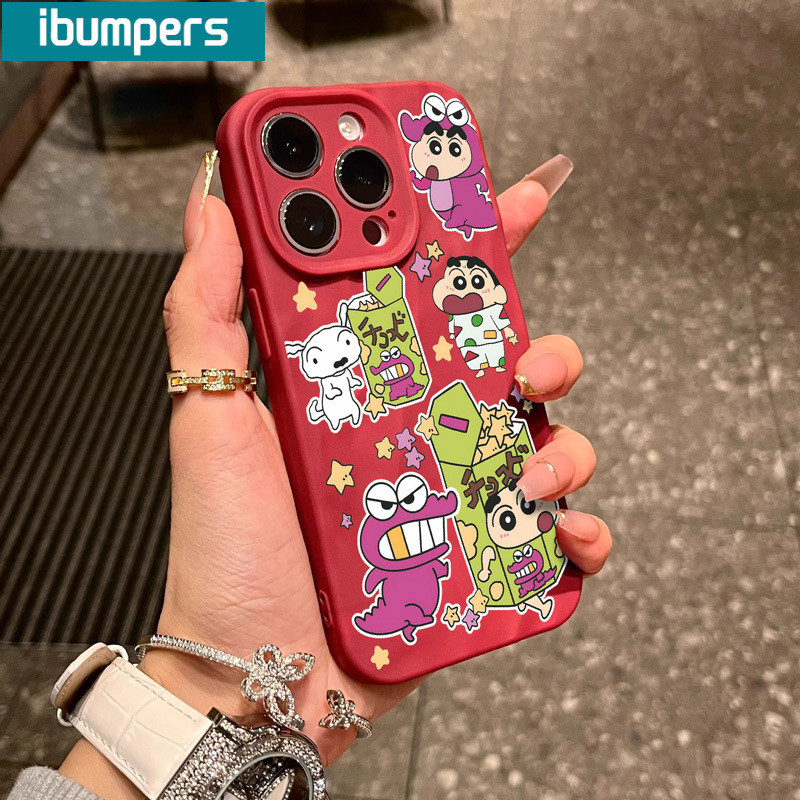 ibumpers Ốp Lưng IPhone Họa Tiết Crayon Shin-chan Dễ Thương Đơn Giản Cho IPhone 16 15 14 12 13 11 Pro Max IP 7 8 Plus X XS XR Ốp Điện Thoại Silicon Mềm Chống Sốc