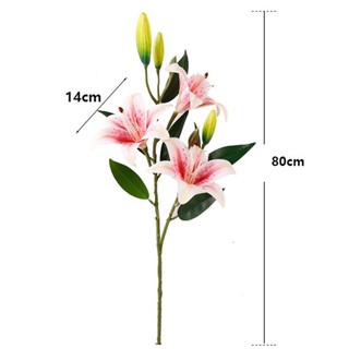 FASHIONEXPRESS Nhánh Hoa Nhân Tạo Lụa Lilium Browniii 80cm, Nhựa Thanh Lịch, Cảm Ứng Thật, Handmade, Trang Trí Văn Phòng/Nhà