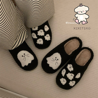 Xixitiao Phong Cách Mới Thu Đông Dễ Thương Ma Cotton Dép Nữ Mặc Trong Nhà Thường Ngày Giữ Ấm