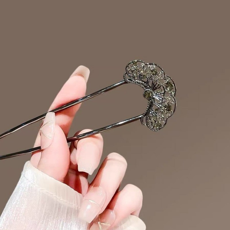 Mauropoli [Sẵn Sàng] Kẹp Tóc Han Kim Cương Giả Hình Quạt Cao Cấp Nữ Mới Trung Quốc Hiện Đại Đơn Giản Kẹp Tóc Lược Hình Chữ U Độc Đáo Kẹp Tóc