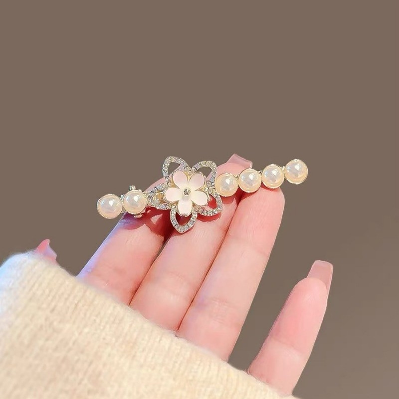 Mauropoli [Sẵn Sàng] Kẹp Tóc Ngọc Trai Hoa Anh Đào Ngọt Ngào Nữ Xuân Hè Phong Cách Mới Bên Nổ Kẹp Phẳng Kẹp Tóc Tinh Tế Cao Cấp Mũ Đội Đầu