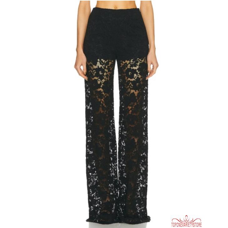 Topone-nữ Ren loe Hoa Nhìn Xuyên Chuông Đáy Quần Dài