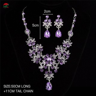 Cô Dâu Không Phai Màu Kim Cương Giả Vòng Cổ Bông Tai Chống Phai Màu Không Gây Dị Ứng Trang Sức Thời Trang