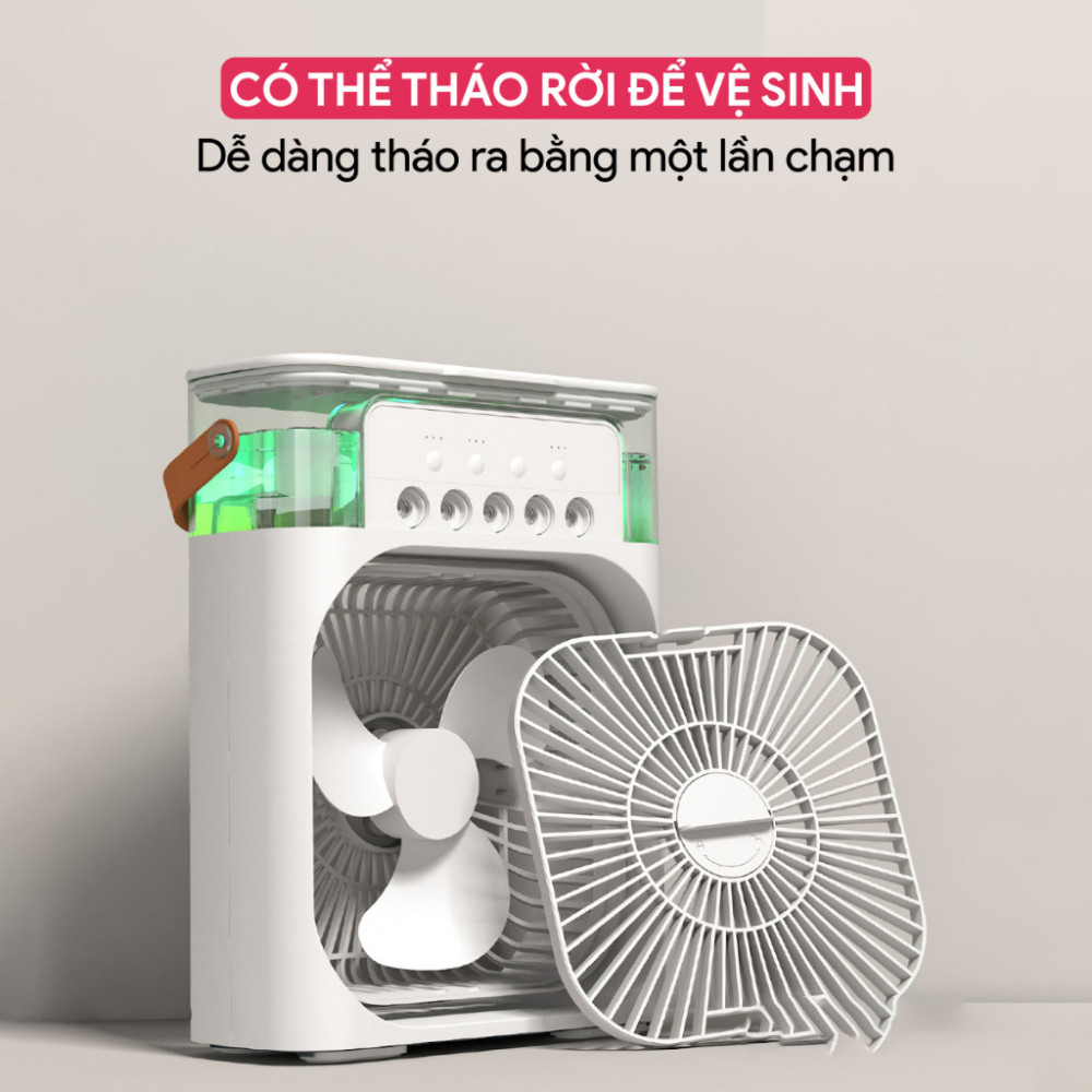 Quạt điều hoà, quạt phun sương mini cắm sạc USB, quạt hơi nước 3 chế độ gió có đèn led 7 màu