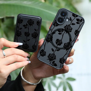 Ốp điện thoại thiết kế hoa hồng đen Thích hợp cho iPhone Xs XR XSMAX 11promax 11 12promax 12 13 14 15 pro max Ốp điện thoại mềm 14promax 15pro 16 16plus 16Promax