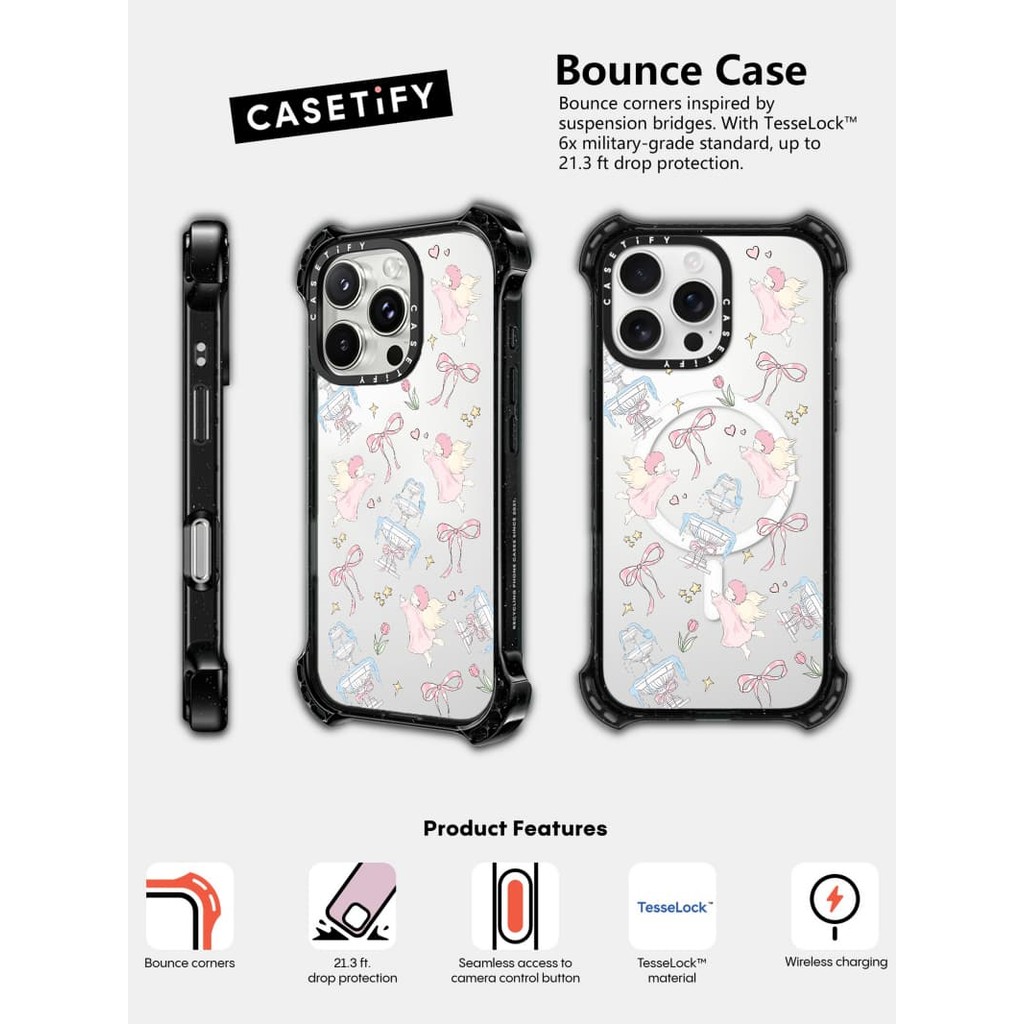 Casetify X To angel Ốp lưng Acrylic cứng hút từ tính cho Apple IPhone 14 / 15 / 16 Pro Max với bao bì cao cấp
