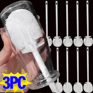 Bàn chải làm sạch tay cầm dài màu trắng cho chai cốc - Bàn chải làm sạch góc chết có thể gập lại đa năng