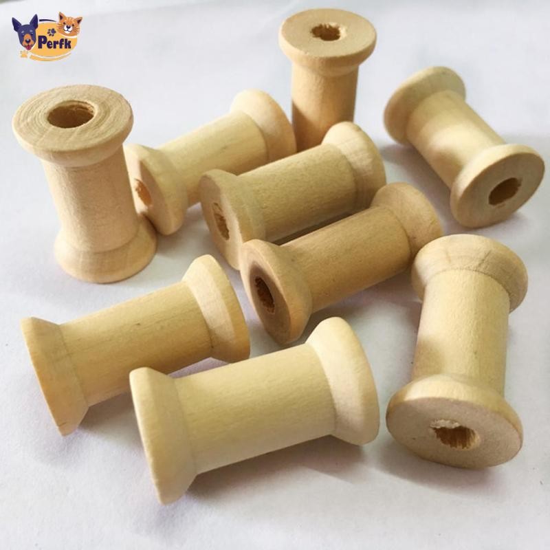 Bộ 50 Vintage Gỗ Tự Nhiên Cổ Điển Bobbin Rỗng Chỉ Ống May Thủ Công