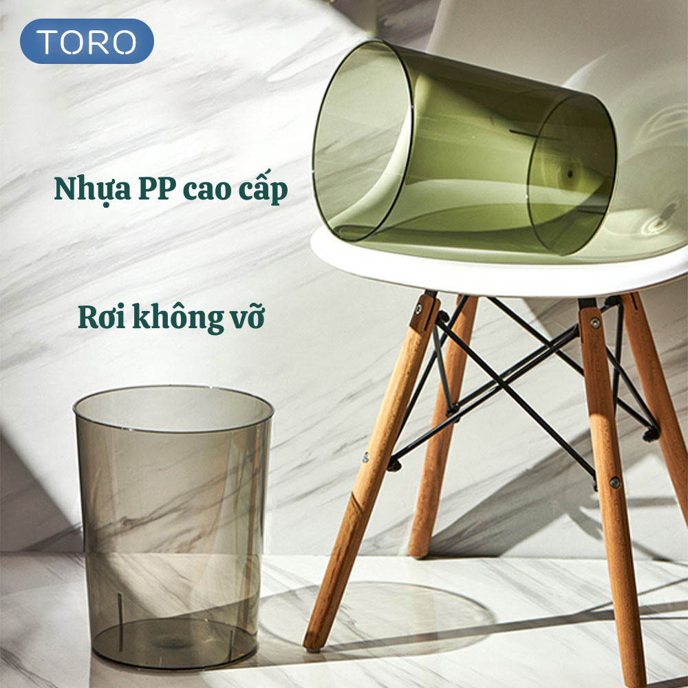 Thùng đựng rác trong suốt DINO đơn giản sang trọng đa năng cắm hoa, đựng đồ nhựa PET độ cứng tốt