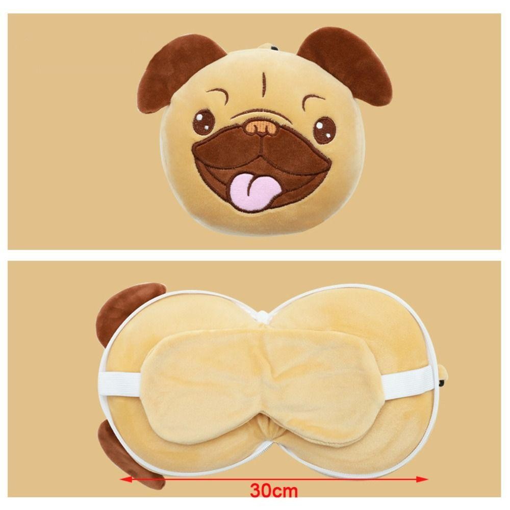 GUSTAVA Travel Eye Cover, Gối Cổ Du Lịch Mềm Mại Hoạt Hình, Có Mắt 2 in1 Lông Tơ Ngủ Gối Ngủ