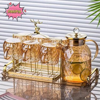 Ấm đun nước trà thủy tinh PNPIA có nắp tre và vòi lọc có thể tháo rời Ấm trà sâm panh cho trà nở lá rộng và trà trái cây 1 / 15 / 1.8L Boutique