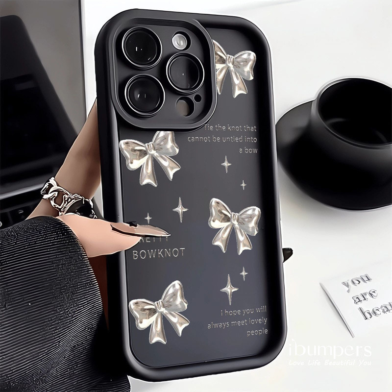 ibumpers Ốp Điện Thoại iPhone Họa Tiết Nơ Ngọt Ngào Sang Trọng Có Lông Quyến Rũ Dây Đeo Cho IPhone 16 15 14 12 13 11 Pro Max IP 7 8 Plus X XS XR Ốp Lưng Dày Dặn Silicon Mềm Chống Rơi Chống Sốc