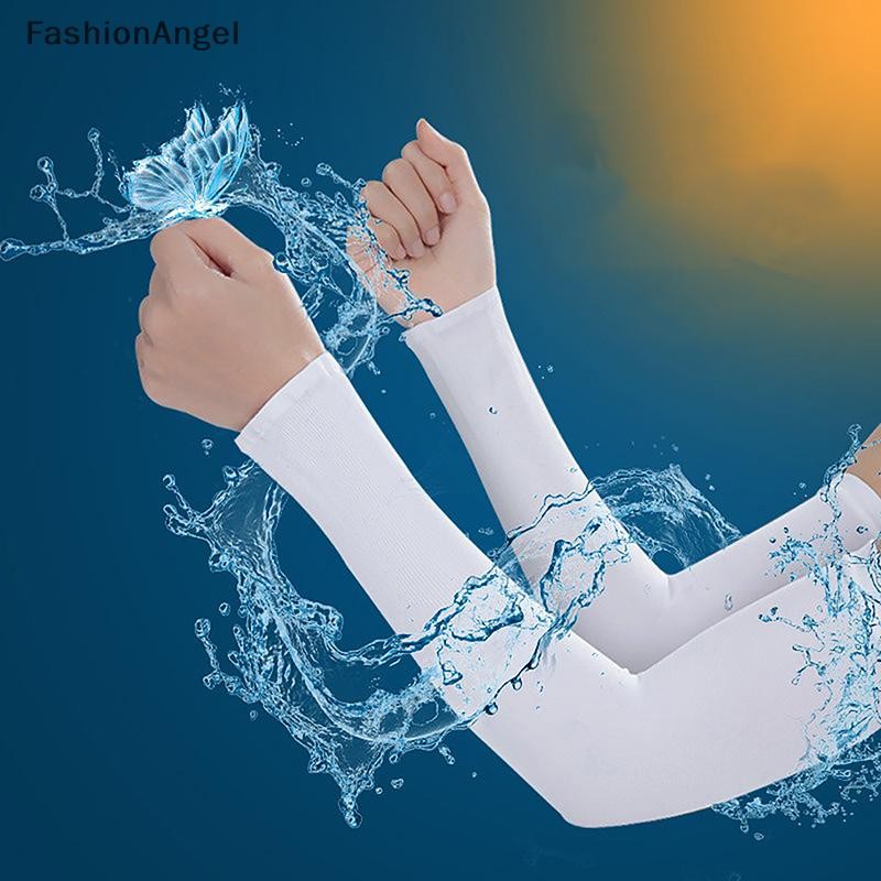Fashionangel UV Năng Lượng Mặt Trời Tay Nữ Nam Đi Xe Đạp Găng Tay Ngón Mát Muff Mùa Hè Ice Silk Co Giãn Cánh Tay Lái Xe Chống Nắng Tay VN