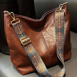 Meisha888 Vintage Màu Trơn Thời Trang Nữ Đeo Vai Túi Cao Cấp Đơn Giản Dây Đeo Rộng Xô Túi Đeo Ngang