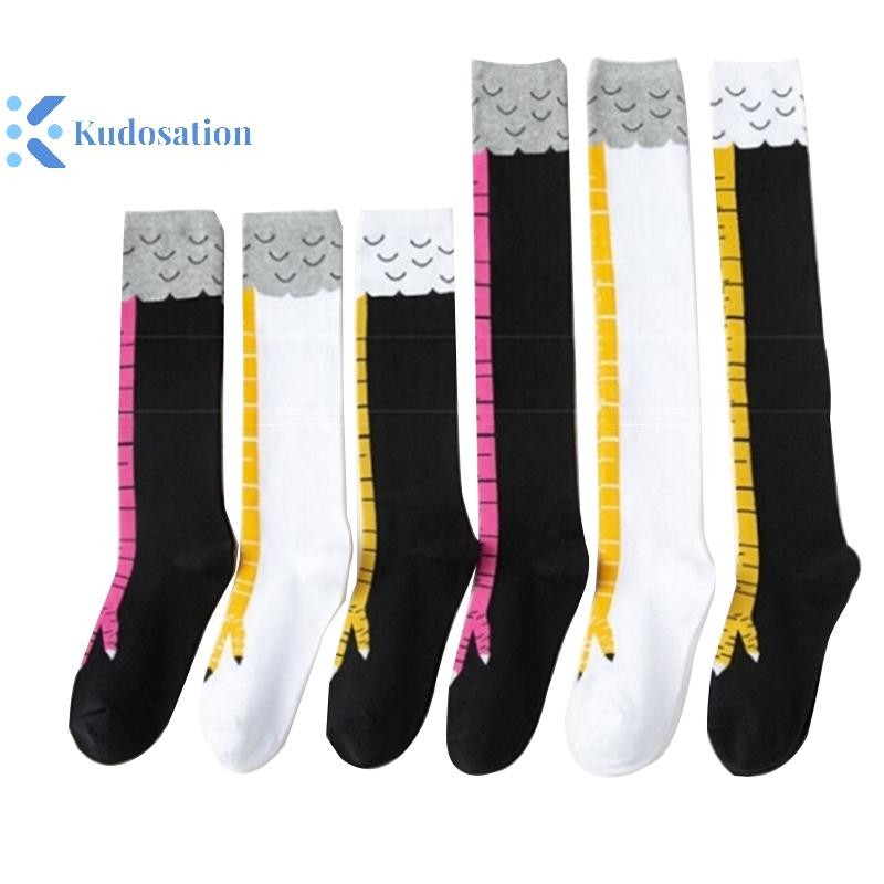 Kudosation Gà Chân Tất Nữ Trên Đầu Gối Dài Tất Hoạt Hình Ngộ nghĩnh Cotton Gà Chân Móng Vuốt Nữ 3D In Đùi Tất Cao
