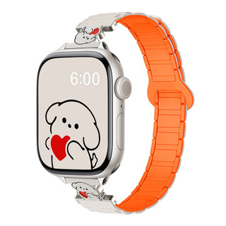 Dây đeo từ tính hình chó ba dây silicon cho Apple Watch Ultra 46 / 44 / 40 / 49 / 45 / 41 / 42 / 38 / 45mm iwatch Series Ultra / 10 / 9 / 8 / 7 / 6 / 5 / 4 / 3 / 2 / 1