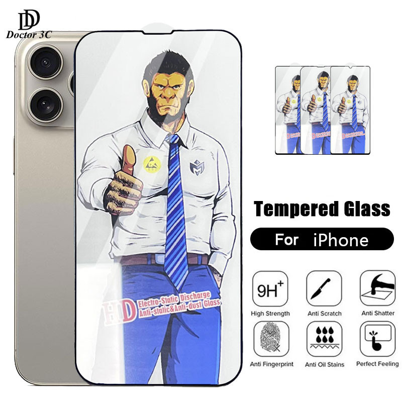 Blueo Ar Khỉ đột Kính cường lực chính hãng full viền cao cấp trong cho iPhone ip 17 Air 16e 16 15 14 Plus 13 12 Mini 11 Pro X Xs Max Xr 8 7 6 6s Plus SE 2022 2020 4G 5G 2024 2025