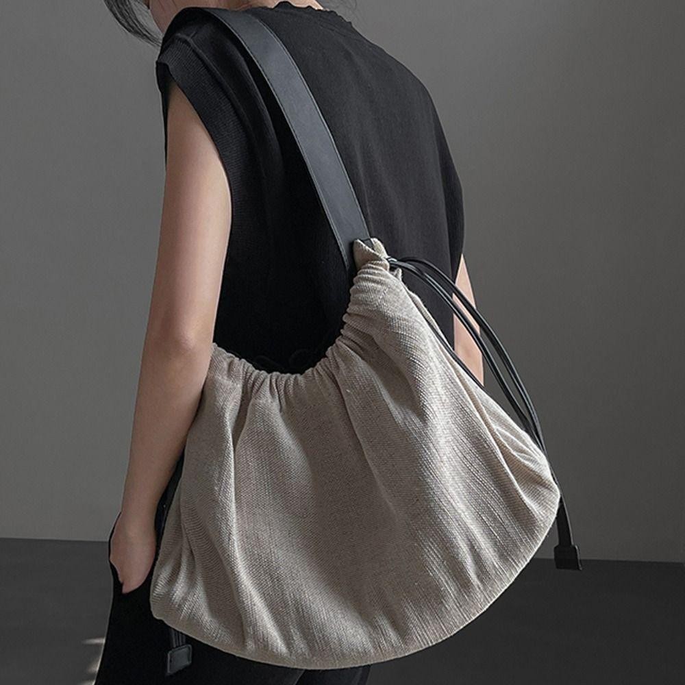HOBBYIN Túi đeo vai HOBBYIN, Túi du lịch đeo chéo dây rút nhẹ, Túi mua sắm bằng vải Canvas thời trang Túi Tote dung tích lớn