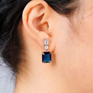 S925 Bạc Sapphire Bông Tai Thời Trang Đơn Giản Trang Sức Bông Tai Nữ Sinh Viên Nữ Bán Buôn Quà Tặng
