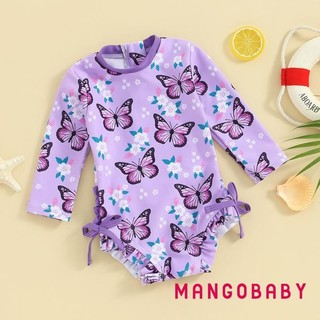 Mg-baby Girl 's Bikini Dài Tay Hoa In Hình Bướm Nơ Bơi Mùa Hè Tắm Đồ Bơi