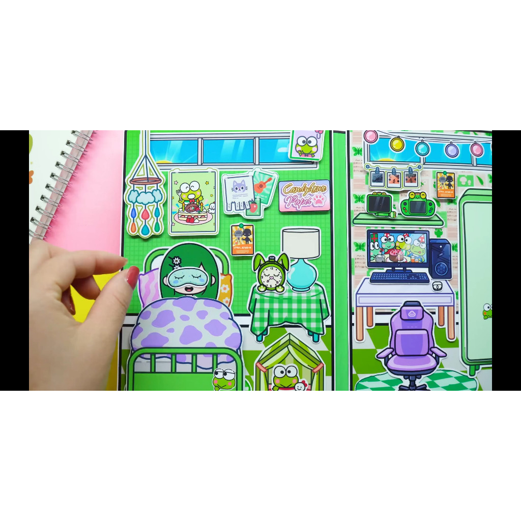 Ngôi nhà của bé Keroppi Green House In Quiet Book ngôi nhà giáy dồ chơi búp bê cho bé gái cô tiên xanh