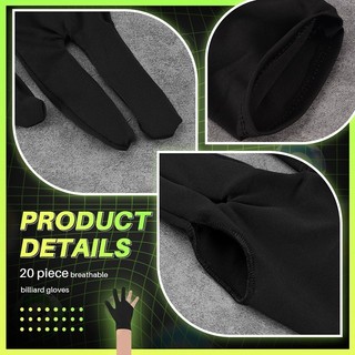 20 Chiếc Găng Tay 3 Ngón Thoáng Khí Snooker Trái/Phải Cho Nam/Nữ Phụ Kiện Bida