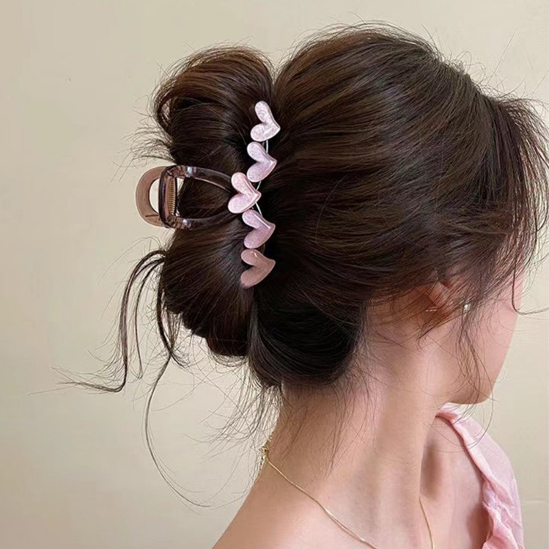 [Nổi bật] Kẹp cá mập hình trái tim Ins - Kẹp tóc cho bé gái - Mũ - Tươi, Ngọt ngào - Vuốt tóc trong suốt màu sắc - Phụ kiện tóc trang điểm cho nữ - để hẹn hò, tiệc tùng