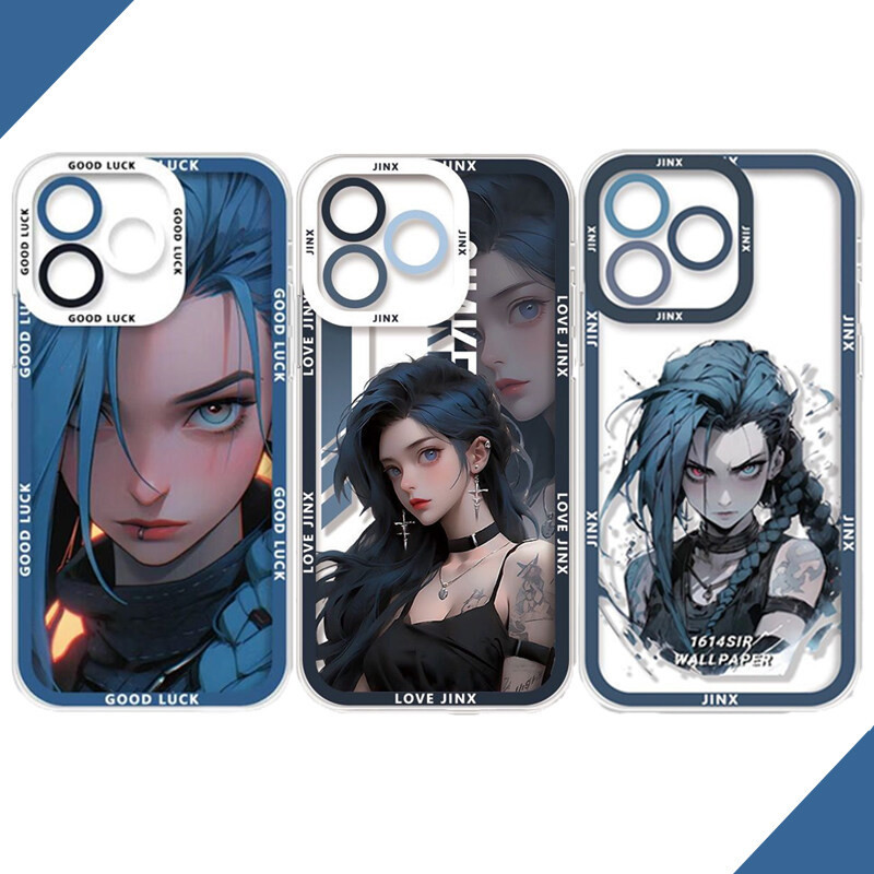 Ốp điện thoại hoạt hình Hot Game League of Legends Jinx Tương thích cho iPhone 11 12 13 14 15 Pro Max PLUS XR X XS Max 8 7 6 6S PLUS 5 5S Vỏ TPU mềm trong suốt Vỏ chống sốc thời trang